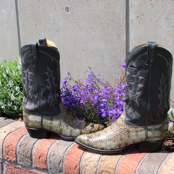 Tony Lama Tiger Snake Cowboy Boots | Size 10.5 D | Black Label - Picture 5 of 11